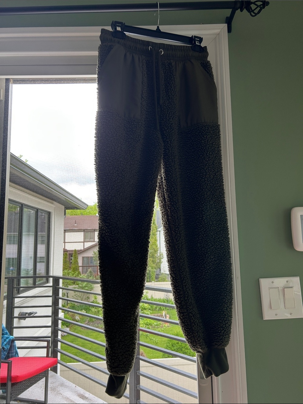 Planet Gold Olive Green Sherpa Joggers